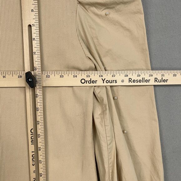 Dolan Anthropologie Shirt Womens Medium Ivory Ribbed Puff Pearl Minimal Feminine - Picture 13 of 15